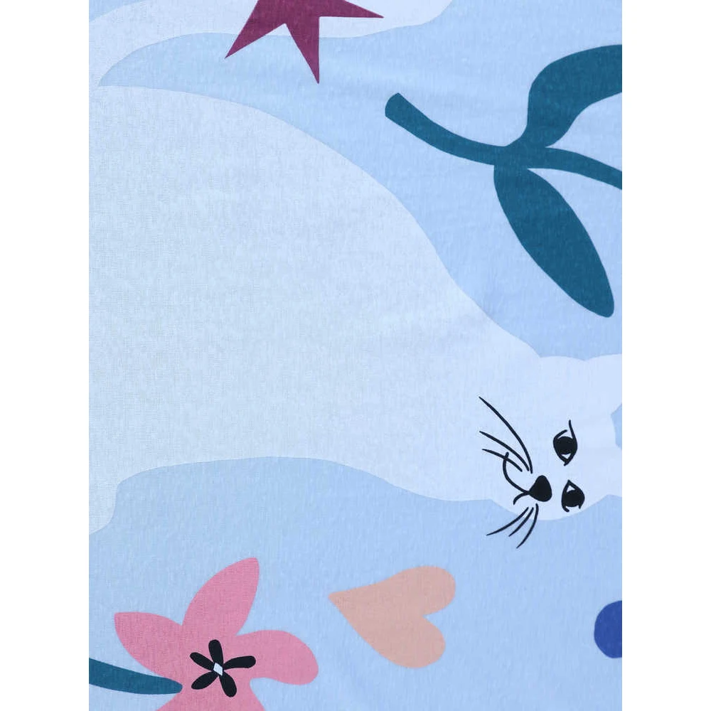 MOVEUP Long Sleeve Round Neck T-Shirt 2026 Autumn New Cartoon Cat Floral Print Tees Loose Casual Top for Women 3ELC10573