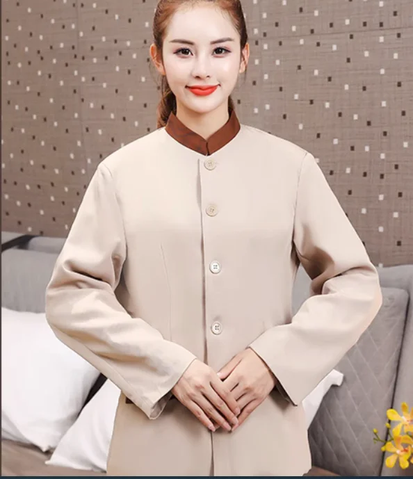 

Hotel work uniform long sleeved cleaner autumn and winter top