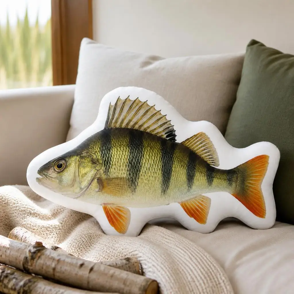 Fish Perch Aquatic Wildlife Animal Fishman Gift Plush Pillow Cushion Funny Stuffed Throw Pillow Home Decor Gift Sofa  Restaurant