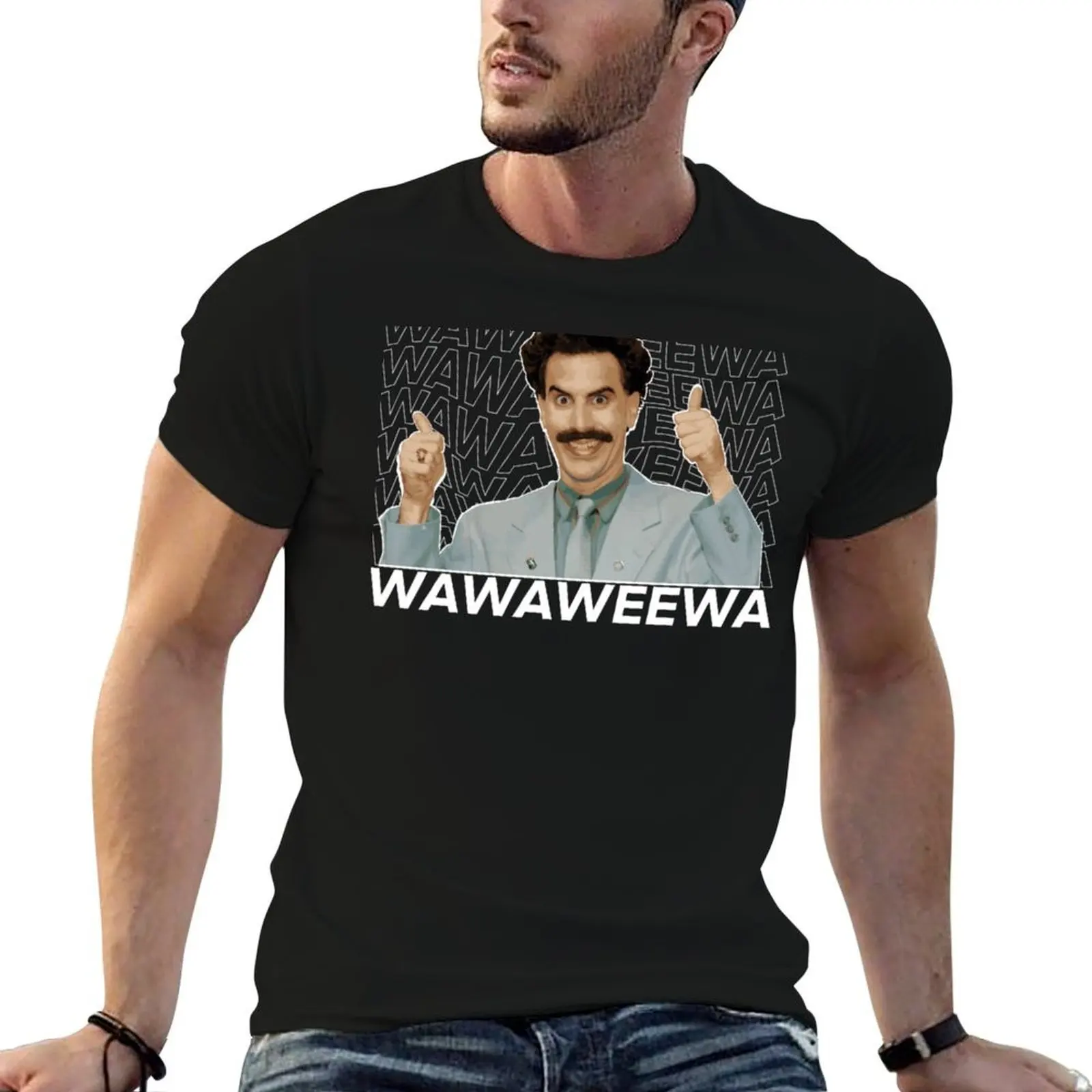 

Borat - Wawaweewa - Black - Sticker tee T-Shirt t shirts cotton 100% man tshirt funny t shirts dark humor T-shirt