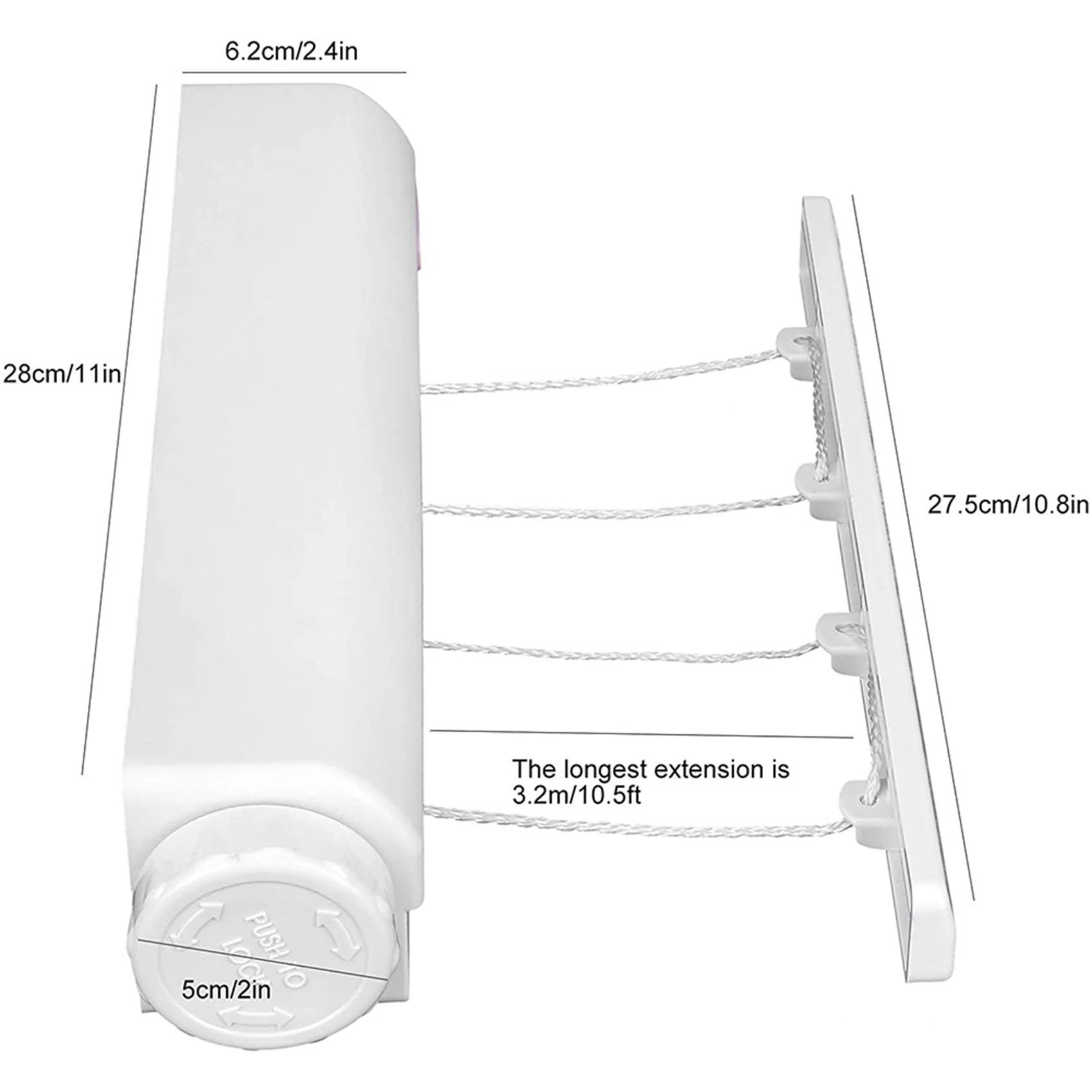 Retractable Clothesline Telescopic Indoor Outdoor Wall Mounted Clothes Dryer Line Drying Rope Hanger (4 Lines)