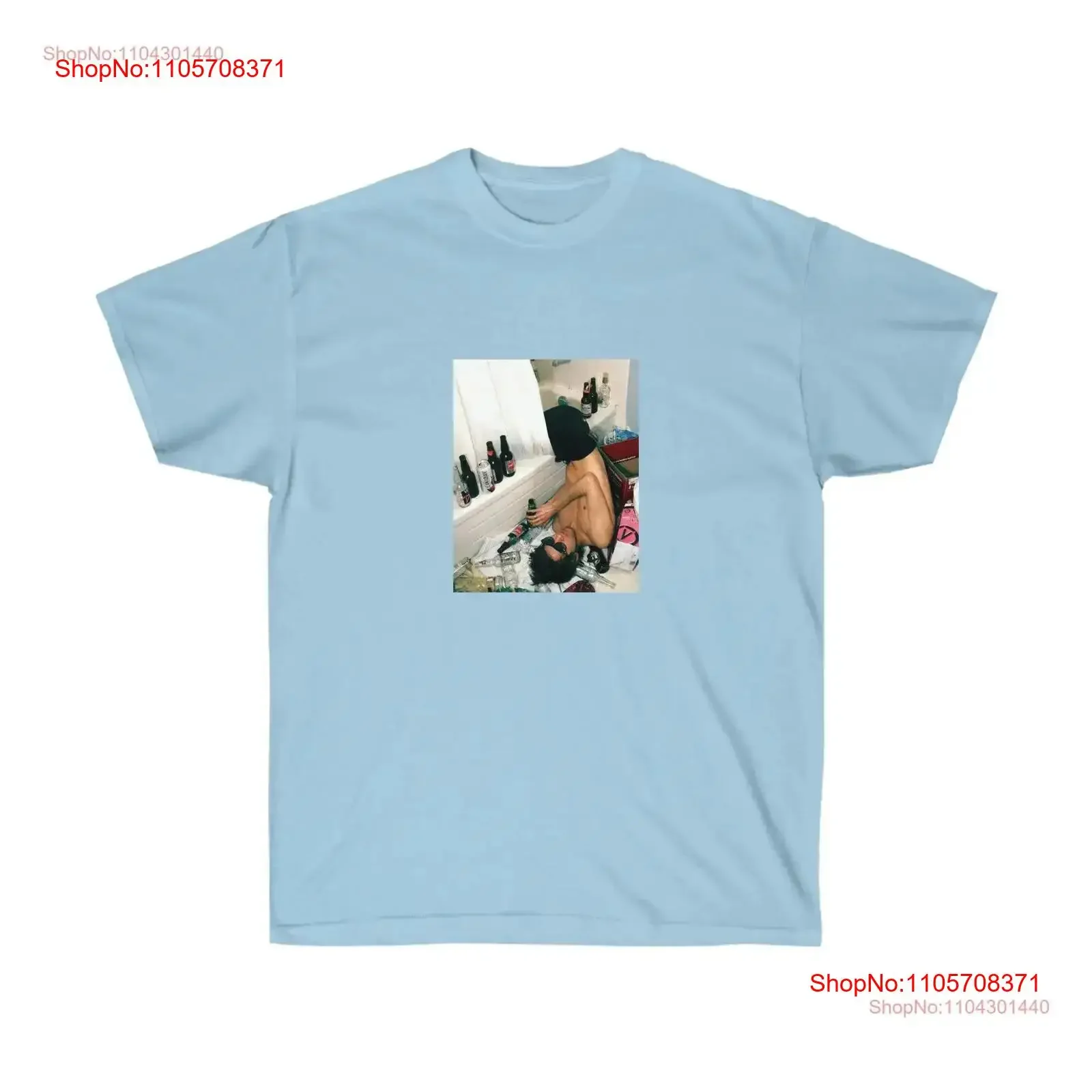 Aesthetic Bathtub Hangover T Shirt Classic Fit Cotton with Print of Carefree Youth vintage Washed Versatile fashion Breathable