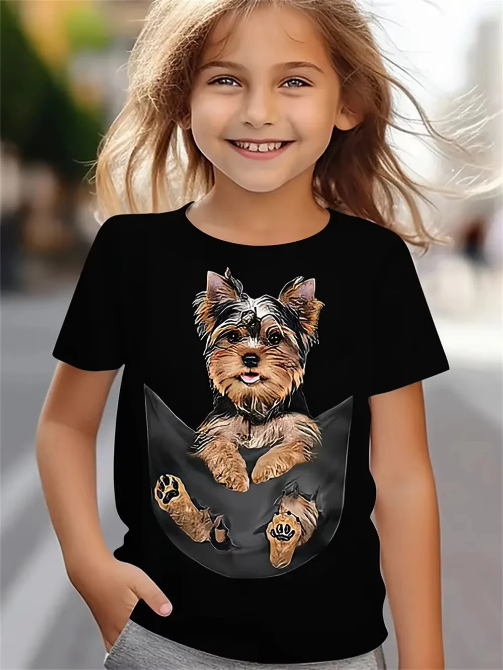Cute Dog 3D Print T Shirt Girls Clothes Cartoon Animal Trendy Girl Children Clothing 2-10y Casual Baby Clothes Dog Lover Top Tee