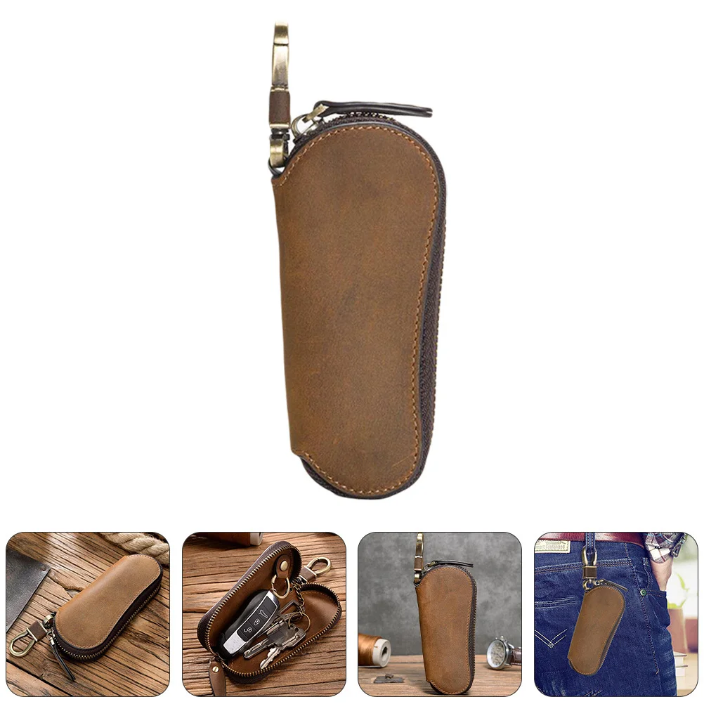 

Car Case Organizer Bag For Auto Keys Zipper Key Pouch Light Weight Portable Retro Style Key Storage Bag For Men