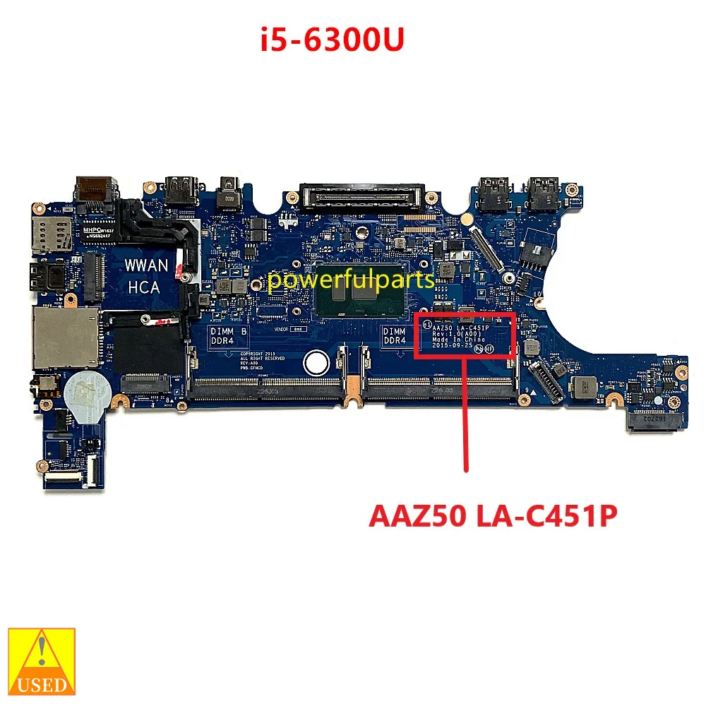 

For DELL Latitude 7270 E7270 Motherboard AAZ50 LA-C451P With i5-6300u Cpu 0H7Y7K CN-0H7Y7K Working Good