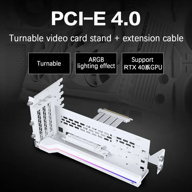 PHANTEKS GPUKT 4.0 ARGB rotatable video cards bracket kit with PCIe 4.0 graphics card adapter cable 220mm Support 40 series GPU