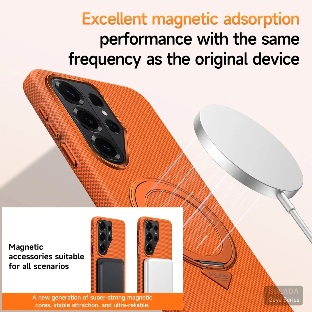 Premium Slim Aramid Fiber Pattern PC Case For Samsung Galaxy S26 Ultra S26+ S26 Rotating Bracket Cover