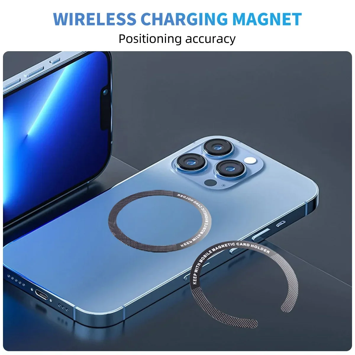 1/3/5 Stück Edelstahl Universal Magnetische Metallplatte Ring für Magsafe Kabelloses Ladegerät Eisenblech-Aufkleber Auto-Handyhalterung – Detail 3