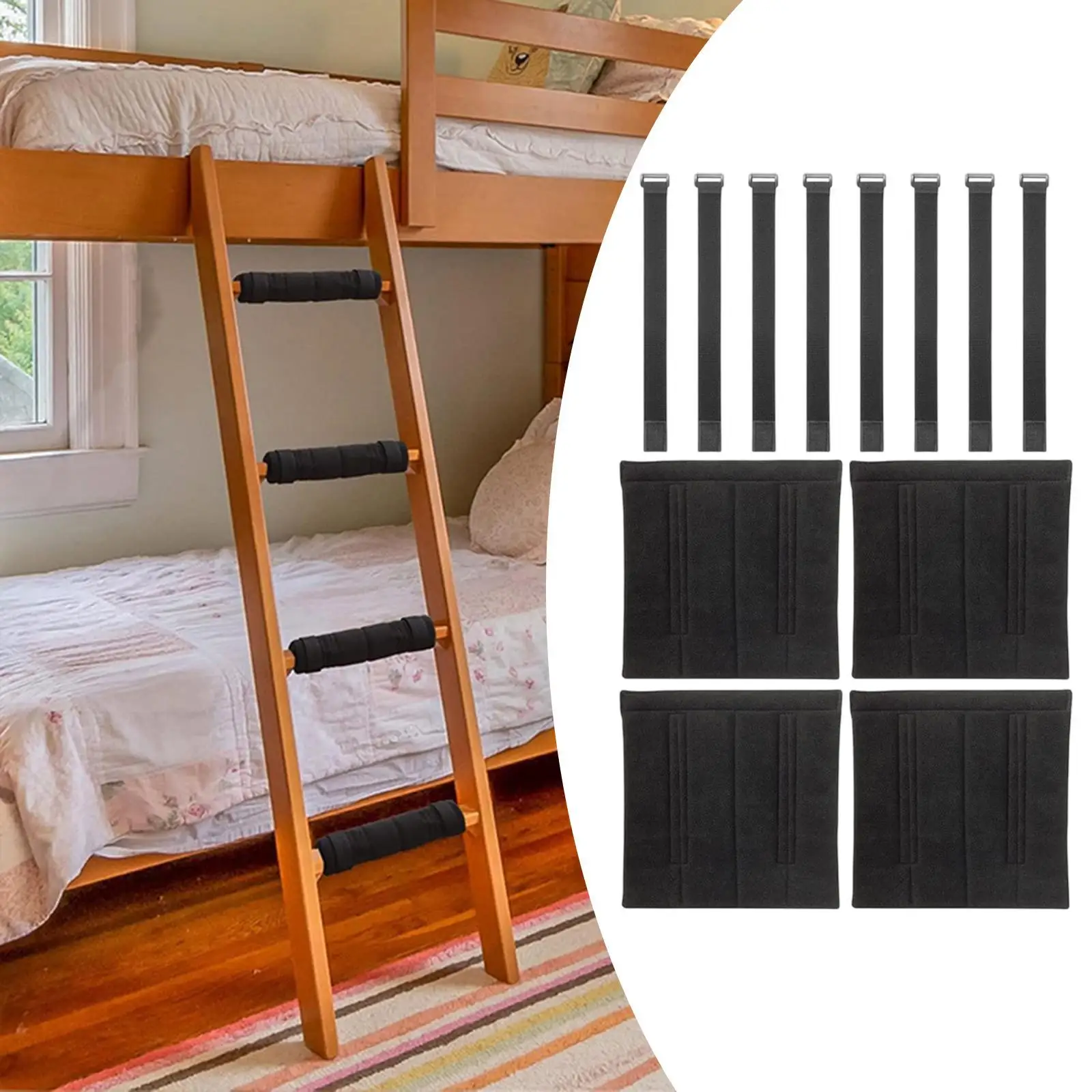 

4 шт., накладки на двухъярусную лестницу, чехлы на лестницы с 8 регулируемыми ремнями для кровати-чердака