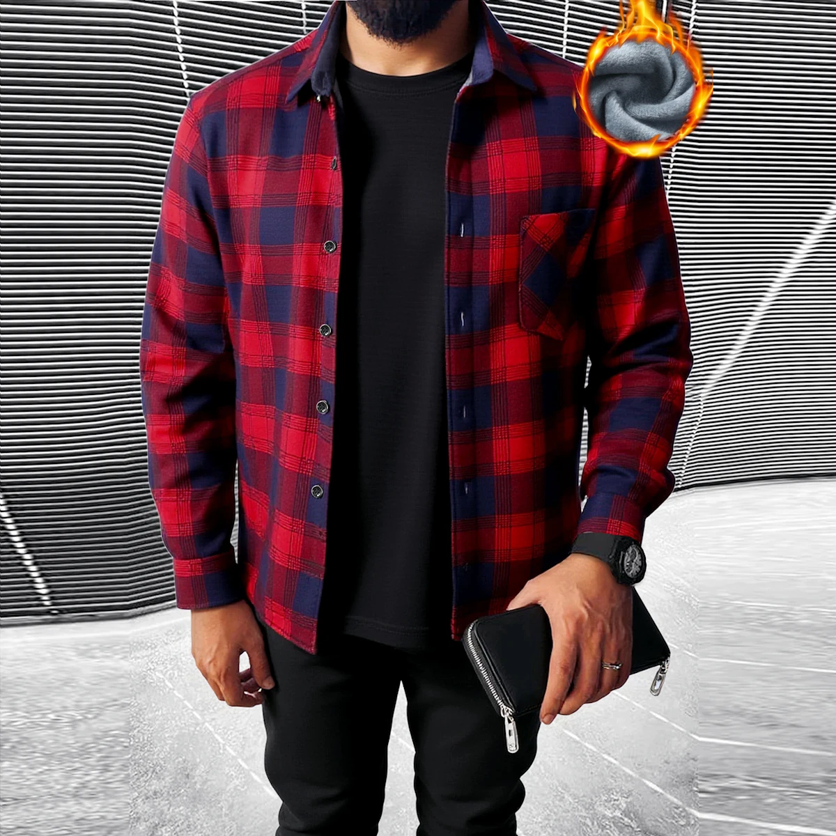 

Одежда в корейском стиле для мужчин, клетчатые рубашки, 2025 г., винтажные теплые утолщенные флисовые офисные рубашки, мужские повседневные деловые рабочие рубашки 5XL