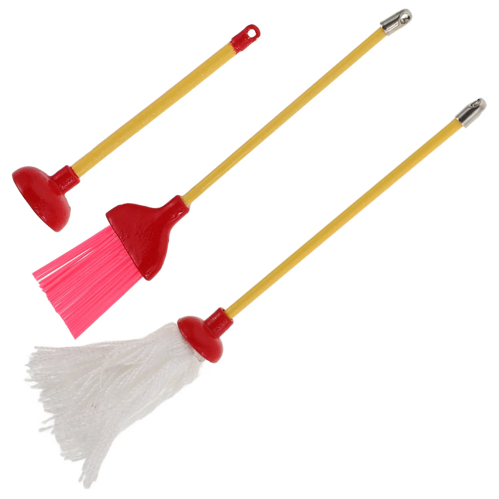 

1:12 Scale Miniature Mop Broom Plunger Set for Dollhouse Cleaning Realistic Kitchen Bedroom Living Room Decor Educational