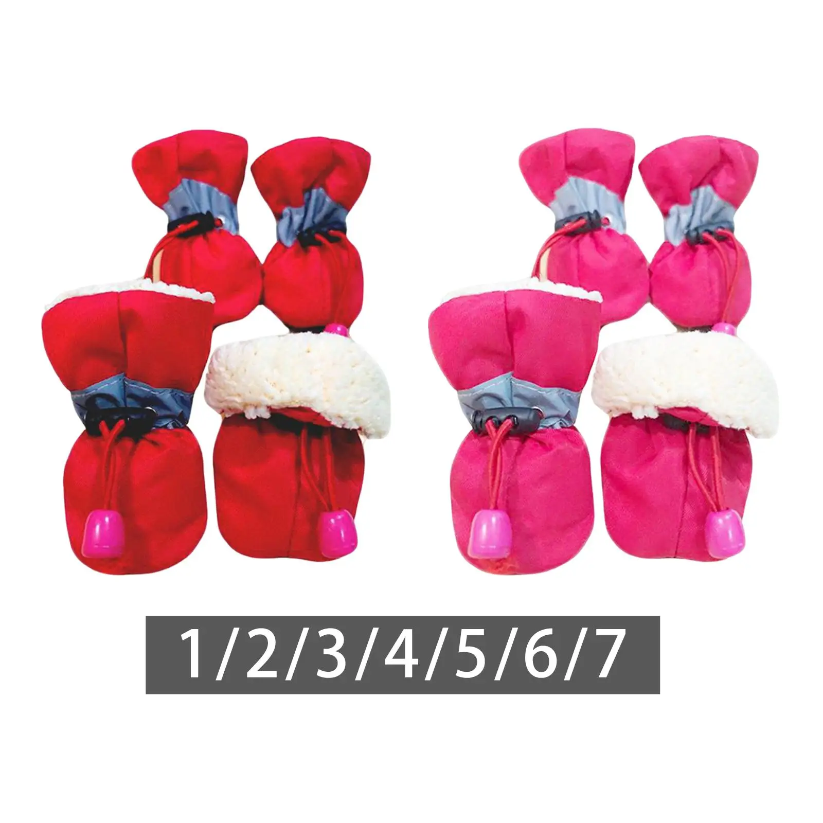4x Dog Boots Dog Shoes Puppy Booties Lightweight Non Slip Protector Reflective Adjustable for Walking Winter Snow Outdoor