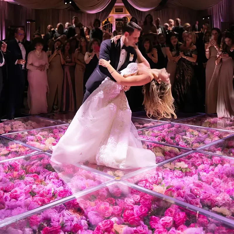 LED Floor Customized LED Interactive Infinity Toughened Glass Stage Light Panel Wedding Supplies Flower Dance Floor