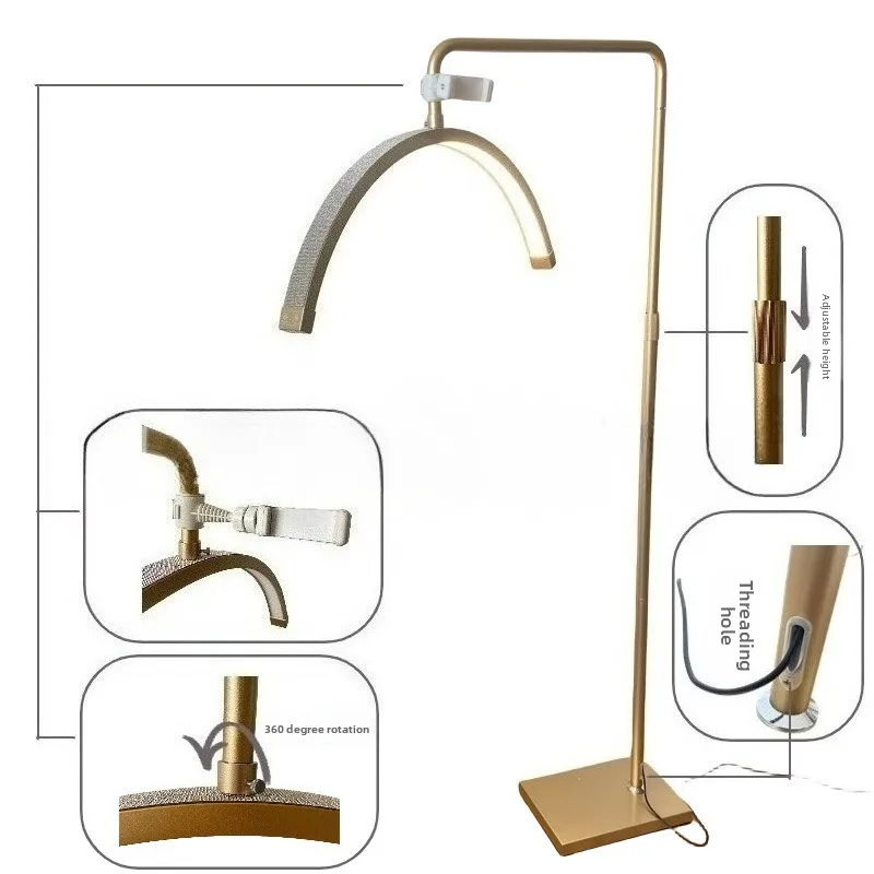 Golden Beauty Lamp 28-inch Half-moon Beauty Lamp Does Not Hurt The Eyes, Embroidered Manicure Desk Lamp