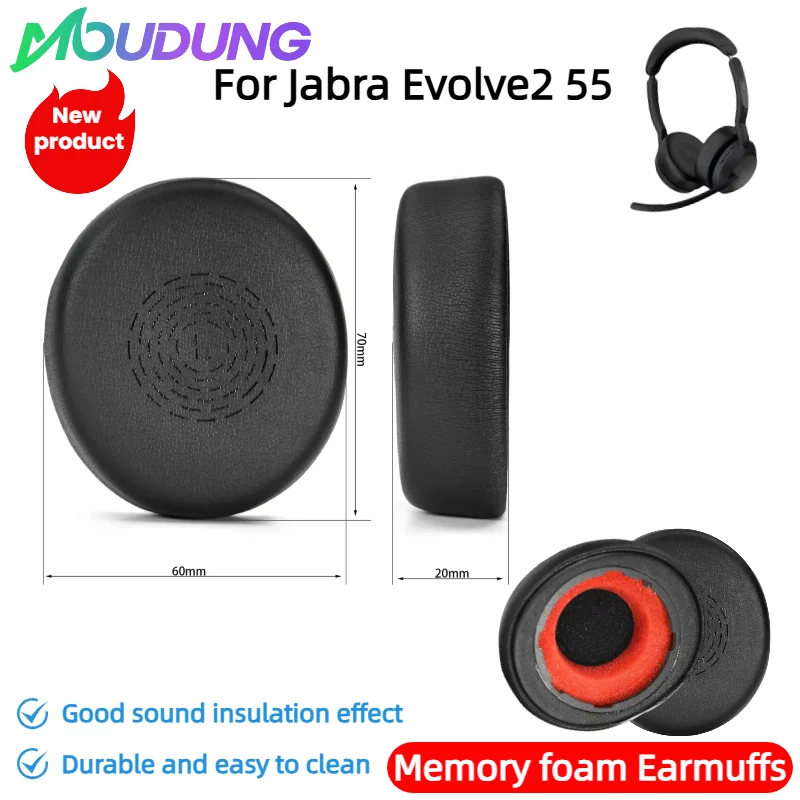 MOUDUNG 1 Pair Replacement Foam Ear Pads Pillow Cushion Cover With buckle for Jabra Evolve2 55 Headphone Headset