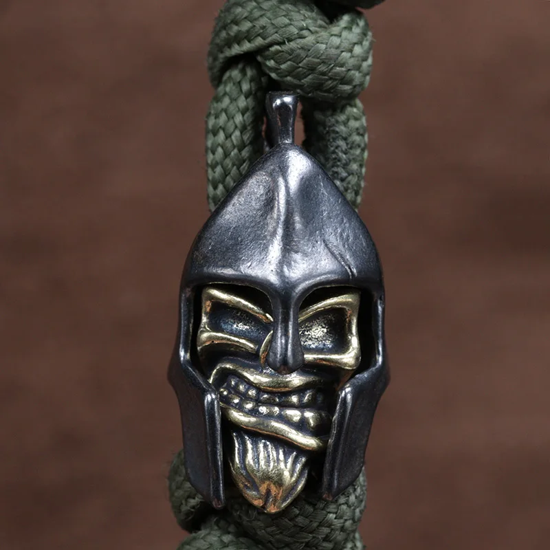 Dual Color Spartan Warrior Brass Knife Beads EDC DIY Paracord Woven Bracelets Lanyard Pendants Accessories Outdoor Tool Hangings