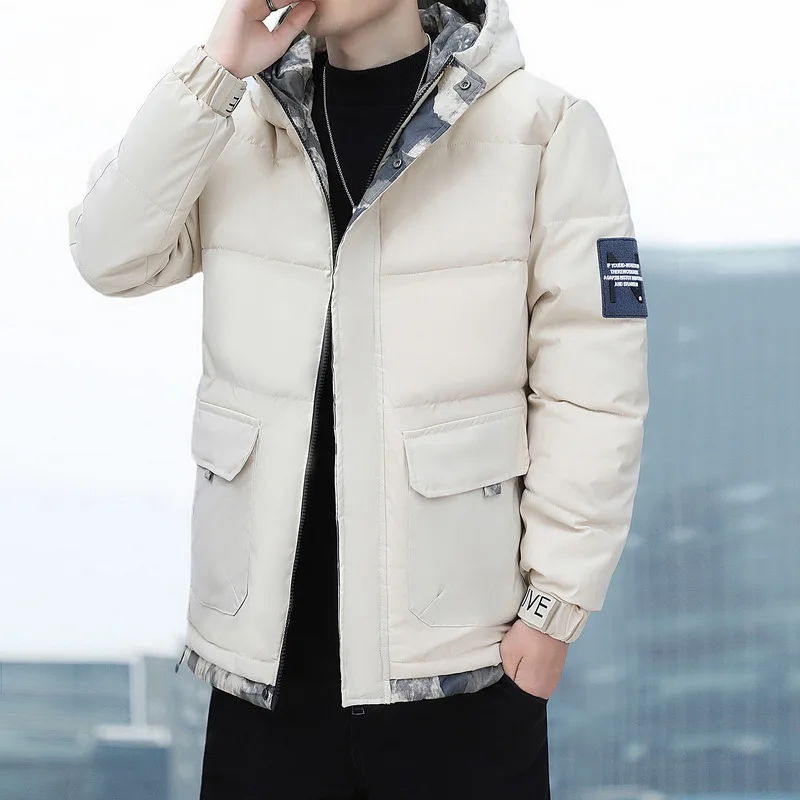 

Зимний мужской пуховик 2025 года, толстый и теплый, повседневный и универсальный, свободный крой, мужская куртка большого размера, куртка-бомбер