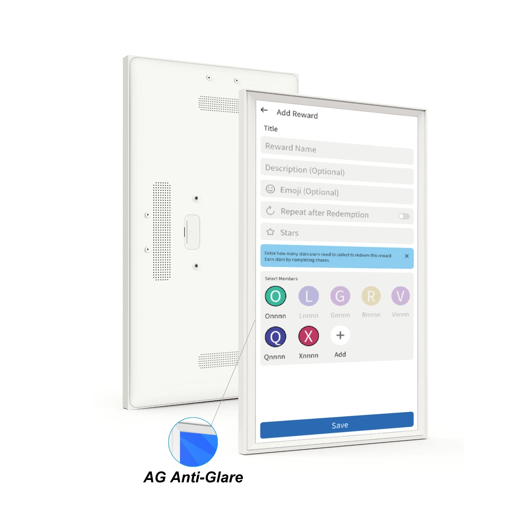 

ELC 21.5 Inch Digital Calendar Touch Screen Android 14 FHD AG Anti-Glare Event Management Smart Digital Family Calendar Display