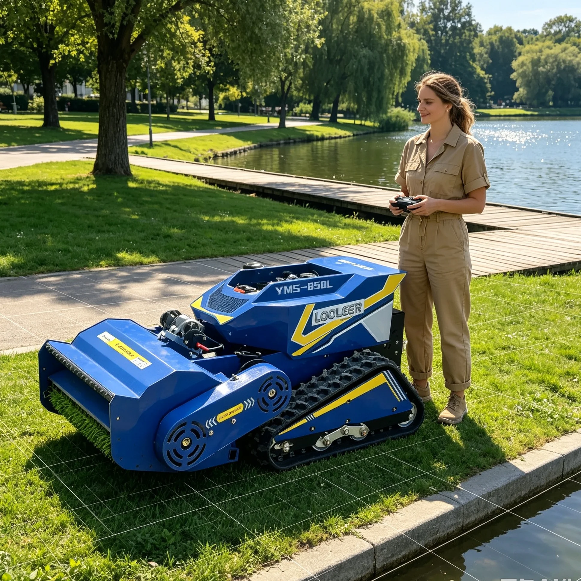 Customized Hillside Villa Courtyard 1000SM Intelligent Robot Lawn Mower, Custom Blue Color, Upgradeable Industrial Remote