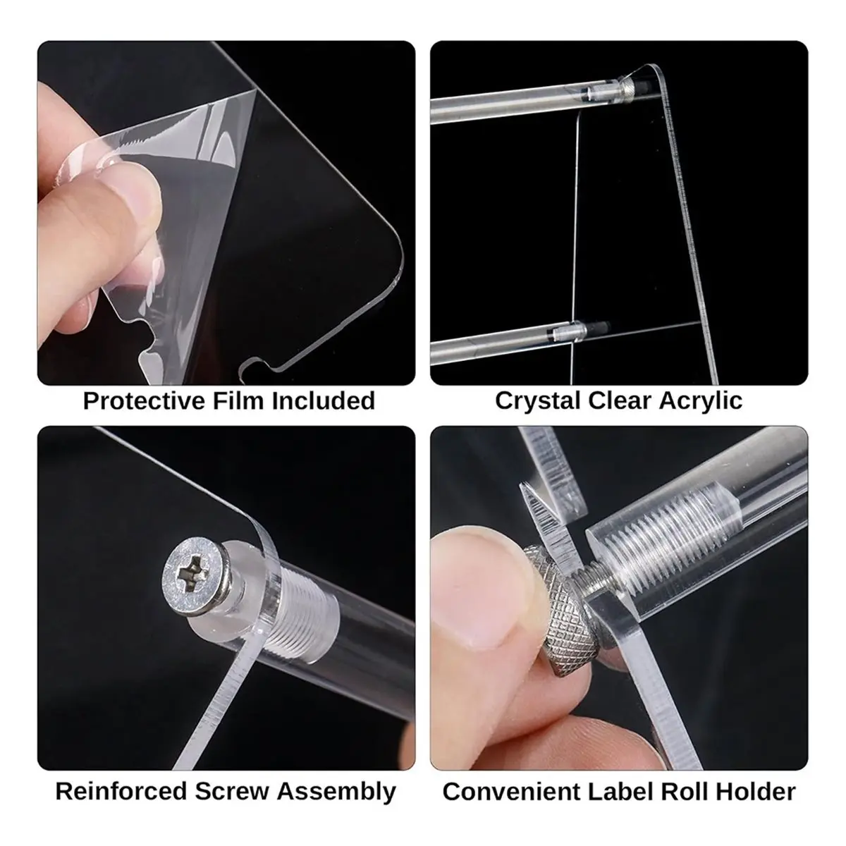 Label Roll Holder, Acrylic Sticker Dispenser for Thermal Printer, Sticker Roll Holder for Rolls & Fanfold Labels