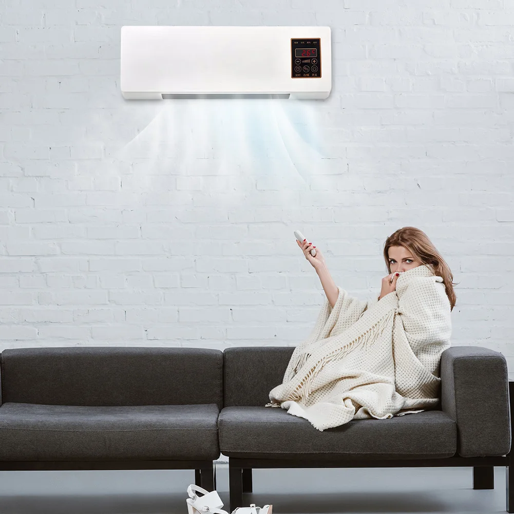Ar condicionado portátil de montagem na parede com controle remoto, ar condicionado de parede portátil, mini sistema de ac/aquecimento dividido para escritório doméstico