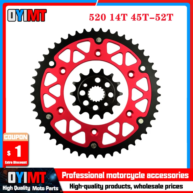 

520 14T 45T 46T 47T 48T 49T 51T 52T Motorcycle Front & Rear Sprocket For HONDA XR 400 R XR400R 1996-2005