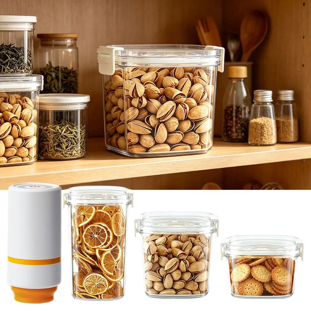 Electric Vacuum Container Plastic Sealed Tank Fresh-Keeping Storage Box for Coffee Beans Grains Candy
