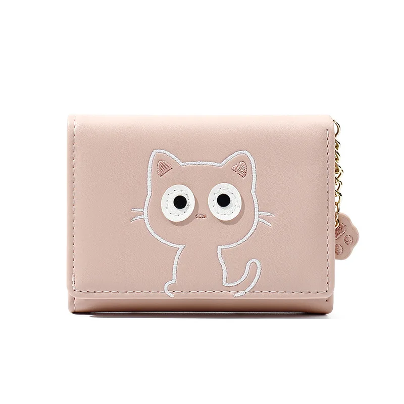 Dompet Lucu Kartun untuk Wanita, Dompet Kecil Anak Perempuan Pendek, Dompet Koin Tanah Pemblokir Warna, Tempat Kartu Multi-slot, Carteras Mujer
