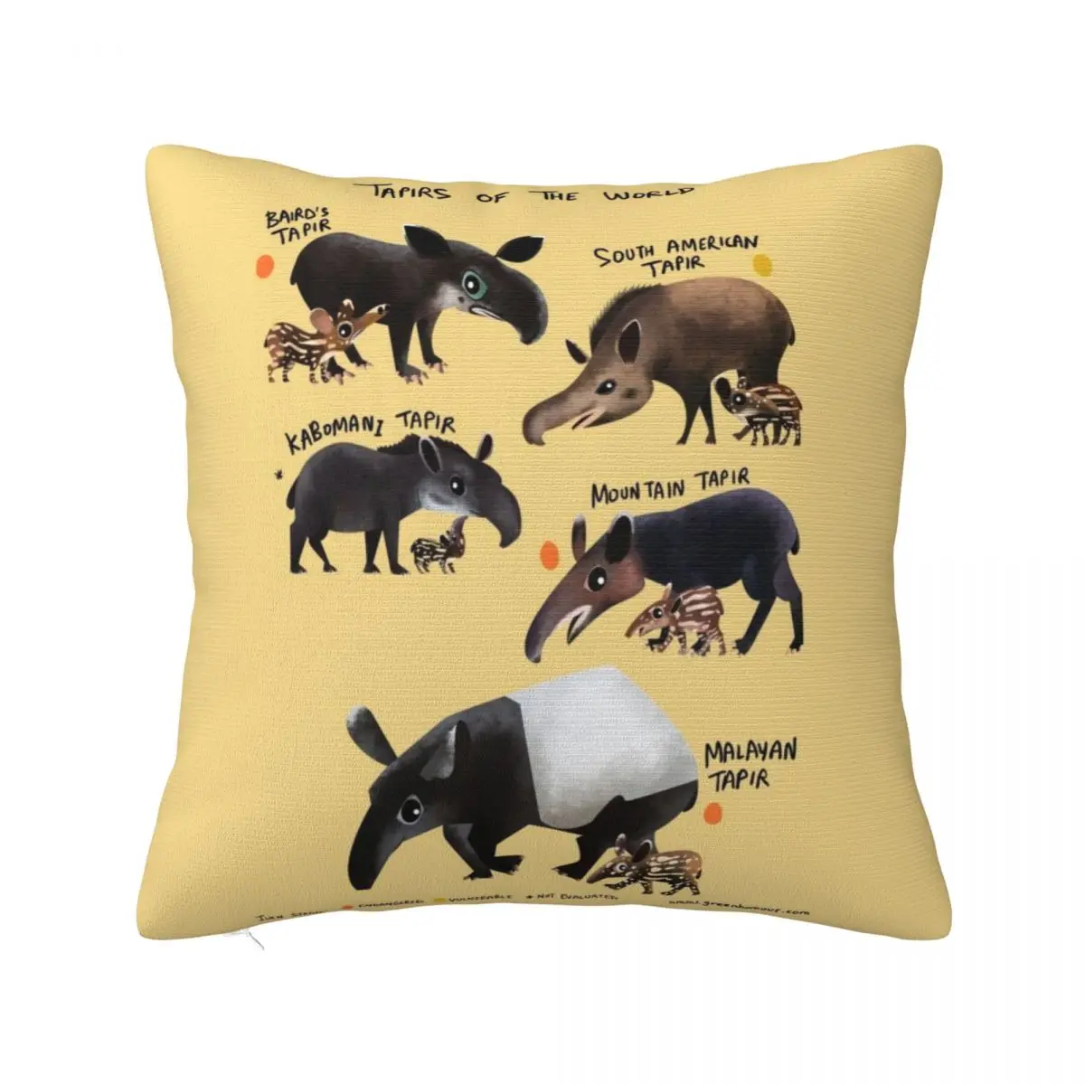 

Tapirs of the World Throw Pillow Marble Cushion Cover Sofa Cover Sofa Cushion Cover Cushion Cover