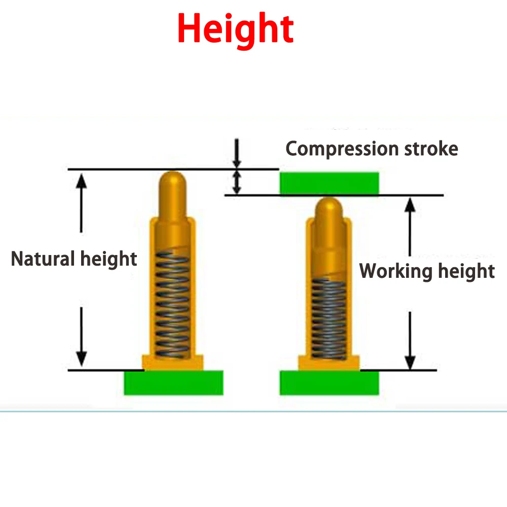 50pcs 1A Spring Loaded pogopin connector Battery spring Loaded Contact SMD needle PCB 1.8mm 2 3 4 5 6 7 8 9 10 11 12mm Test Prob