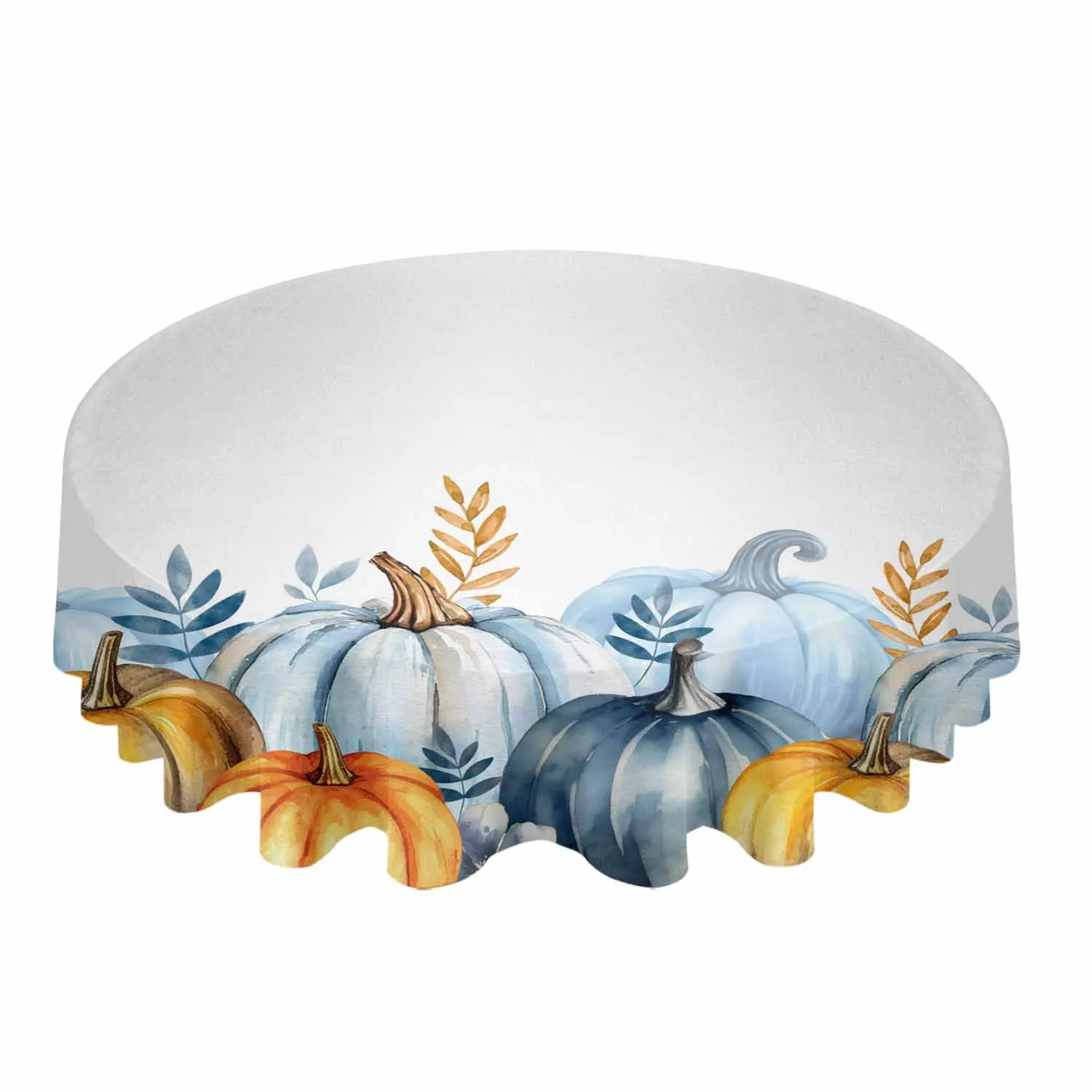 Autumn Plant Leaves Pumpkin Waterproof Tablecloth Tea Table Decoration Round Table Cover For Kitchen Wedding Home