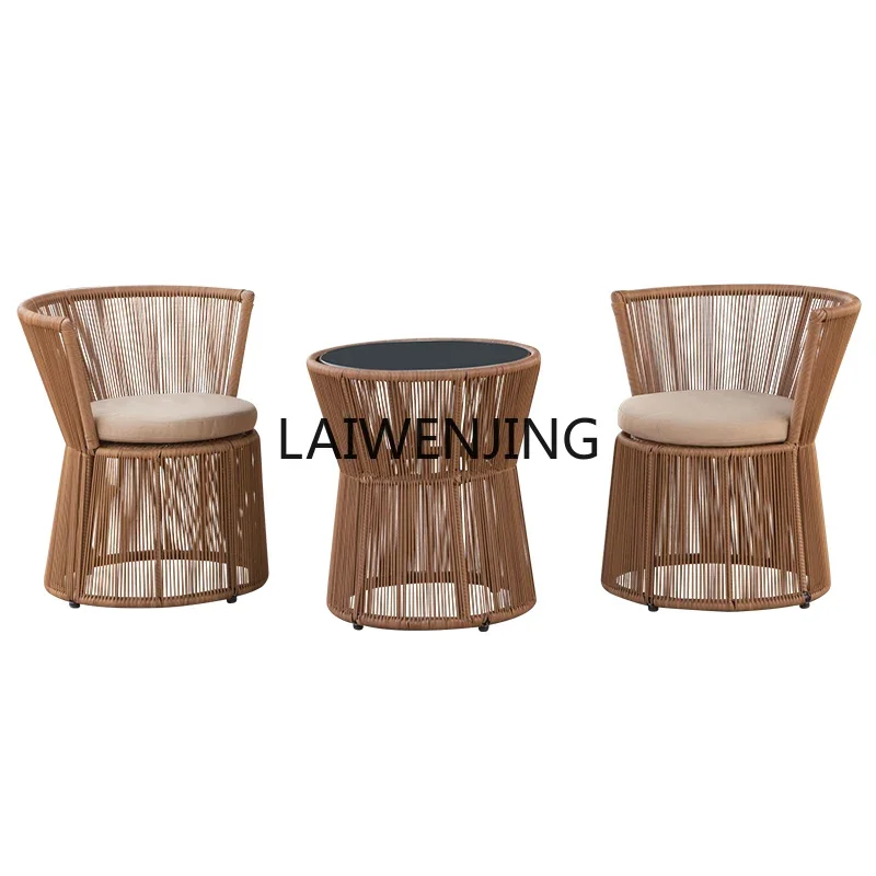 

MJY open-air dew small coffee table combination courtyard rattan tables and chairs