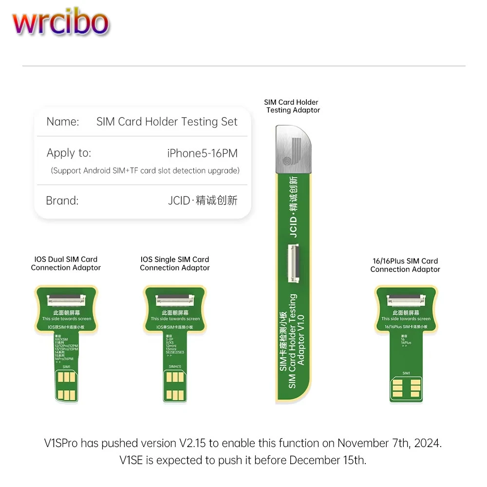 JCID V1SE PRO SIM Card Holder Testing Set For IPhone5-16PM Android SIM Card + TF Card One-Click Quick Detection Instrument Set