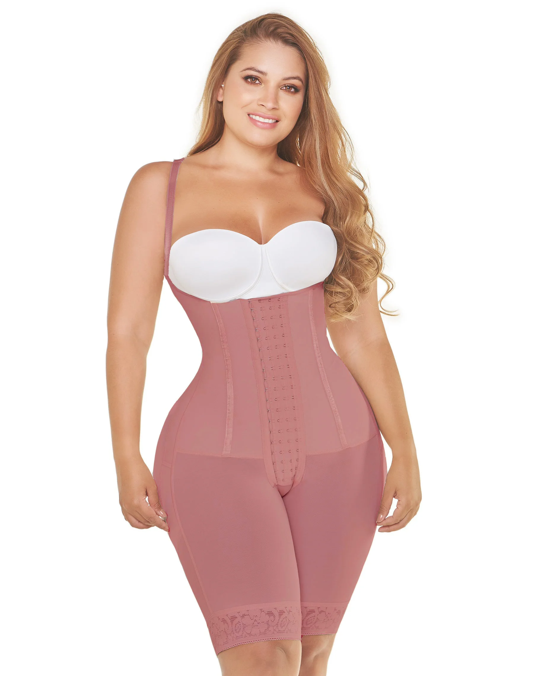 Girdle mid-thigh free breasts sleeve reinforcement front snaps front perineal zipper Free Breasts Perineal Opening Crotch