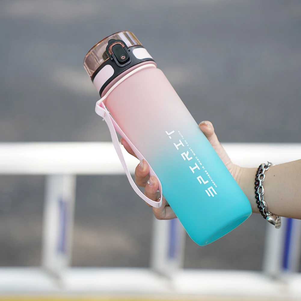 Frosted Water Bottle Fitness Sports Water Bottle Leakproof Dazzling Color Water Bottle Large Capacity Gradient Water Cup