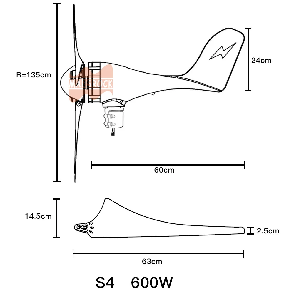 600W 12V 24V Wind Turbine Generator 3 5 Blades Residential AC Hawt Wind Mill with Free MPPT Controller Charging Indicator LED