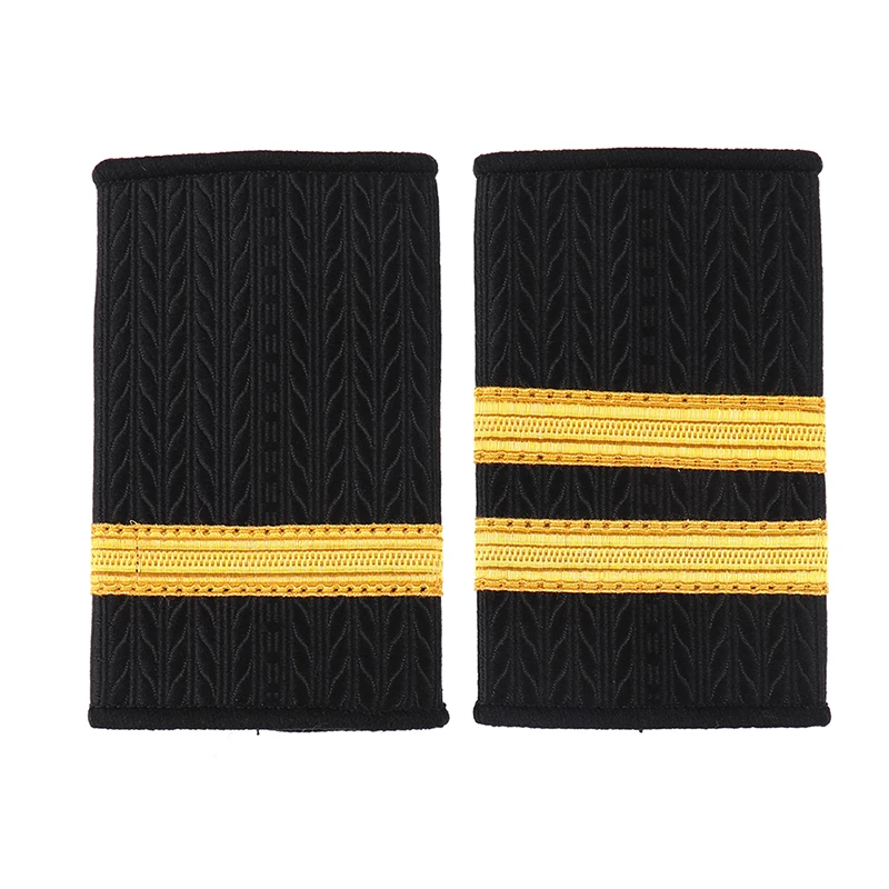 1 Pair Epaulettes Professional Uniform Epaulets Gold Stripe Shoulder Badges