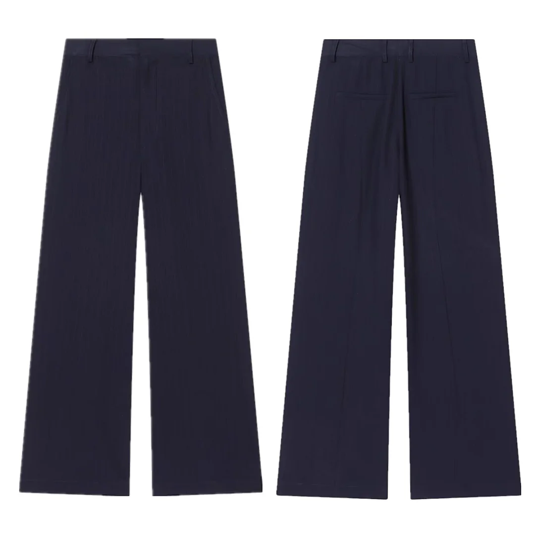 

Maxdutti French Fashion Office Ladies Elegant Navy Color Striped Straight Pants Women's Pants And Trousers Minimalist Woman Clot