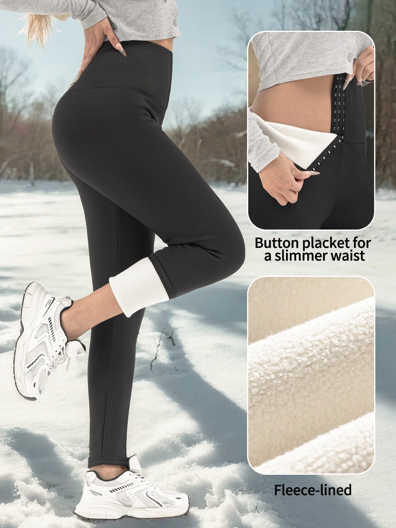 여성용 보온 팬츠 하이웨이스트 버클 허리 조절 두꺼운 보온 기능 여성용 따뜻한 데일리 아웃도어 팬츠