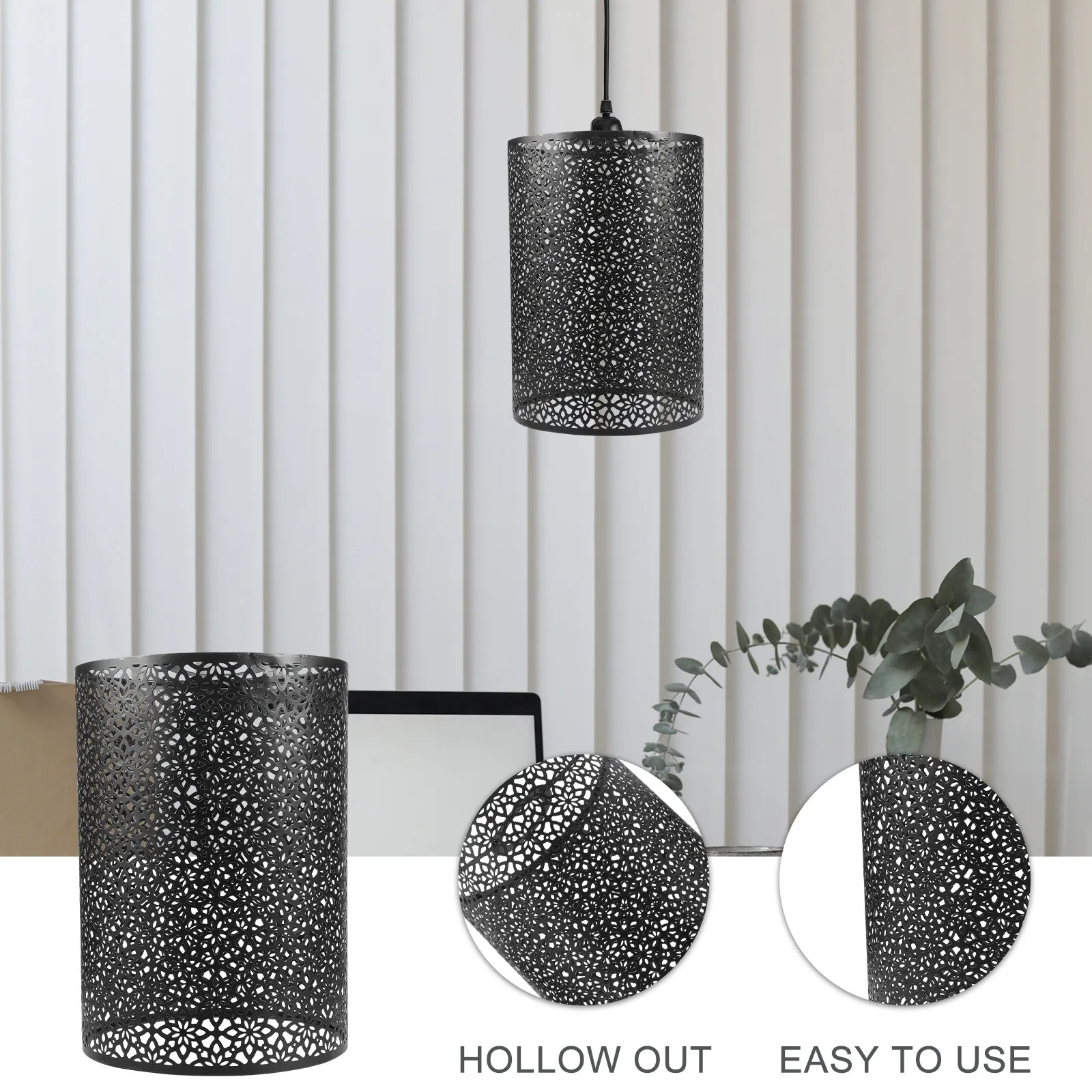 Cylindrical Lamp Shade Wrought Iron Hollow Design for Table Floor Desk Wall Lights Large Metal Light Cover Replacement