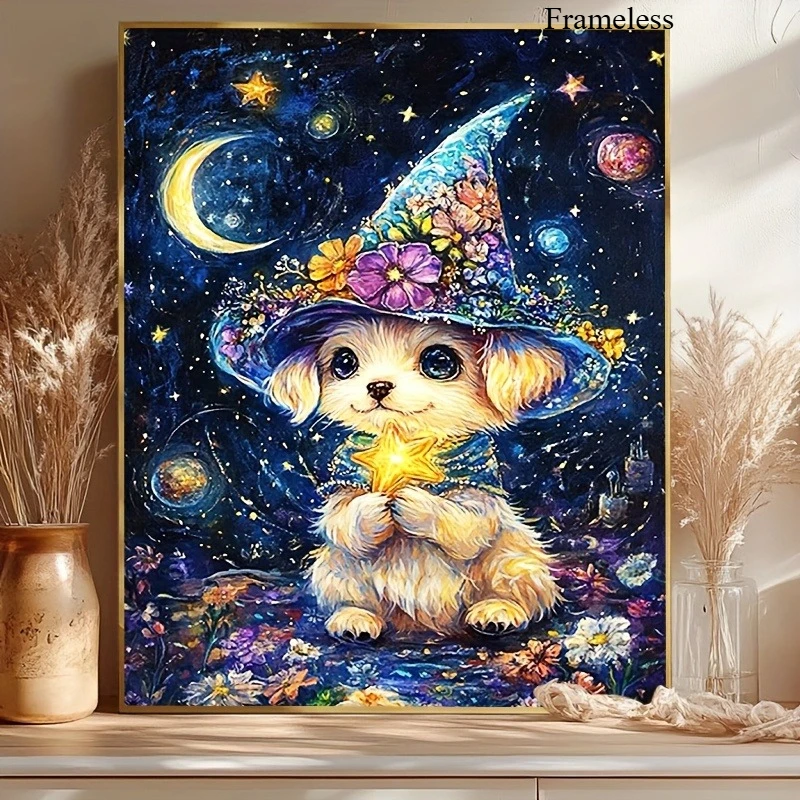 DIY Digital Painting Paint By Numbers Magical Wizard Dog Handpainted Painting Art Picture Artcraft on Canvas Unique Gift Decor