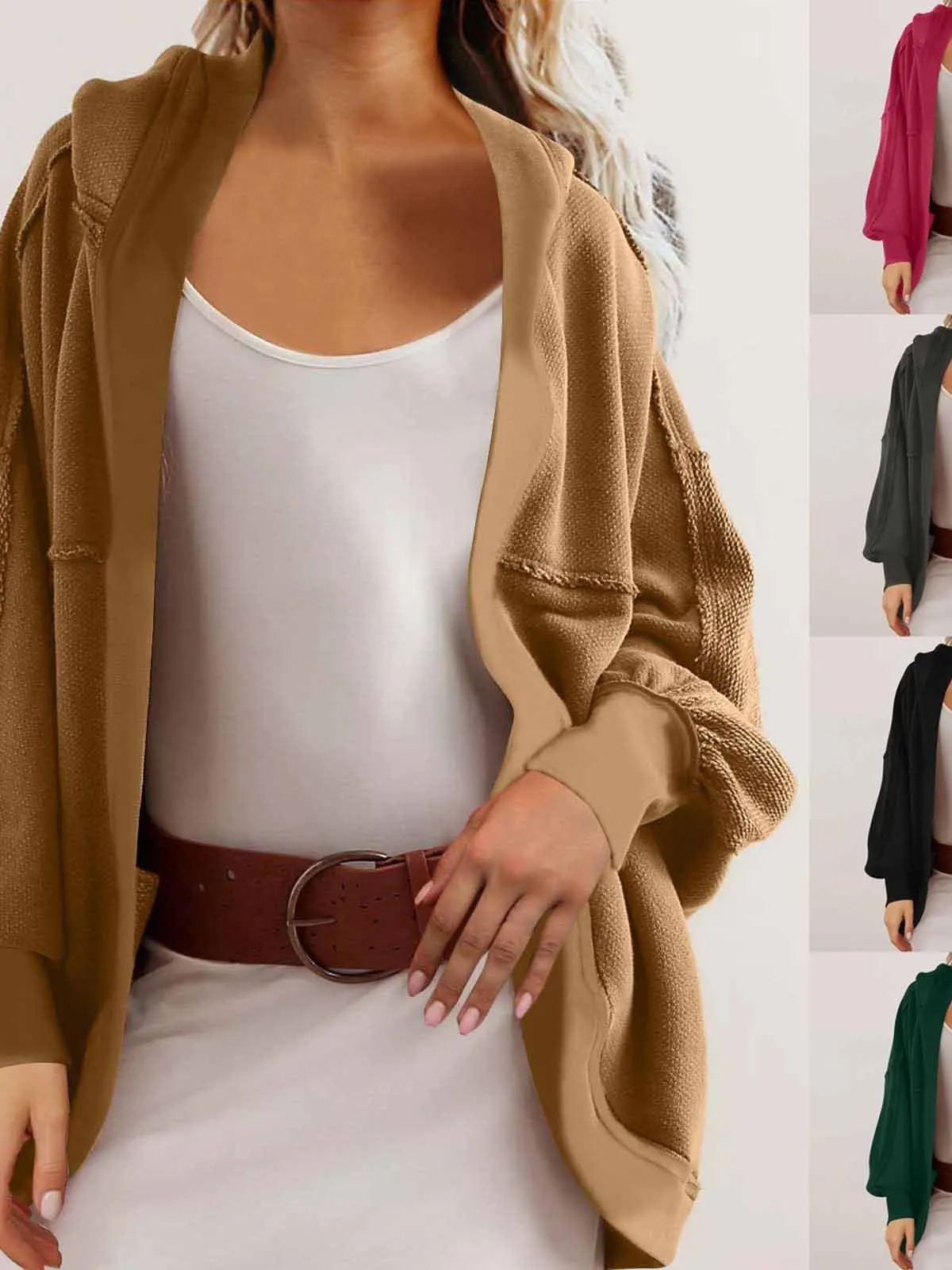 Ladies Casual Hoodie Jaet Temperament Loose Fit Comfortable Sweatirt Coat Long Sve with Hood Commuting Sle Regular L...