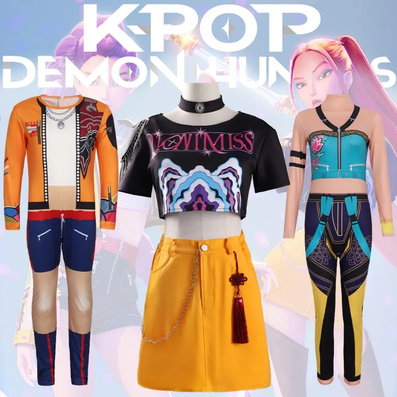 

Горячий KPop Demon Hunters Косплей Костюм для женщин Zoey Косплей Фэнтези Одежда для ролевых игр Парик Кольцо Хэллоуин Карнавальный костюм для вечеринки