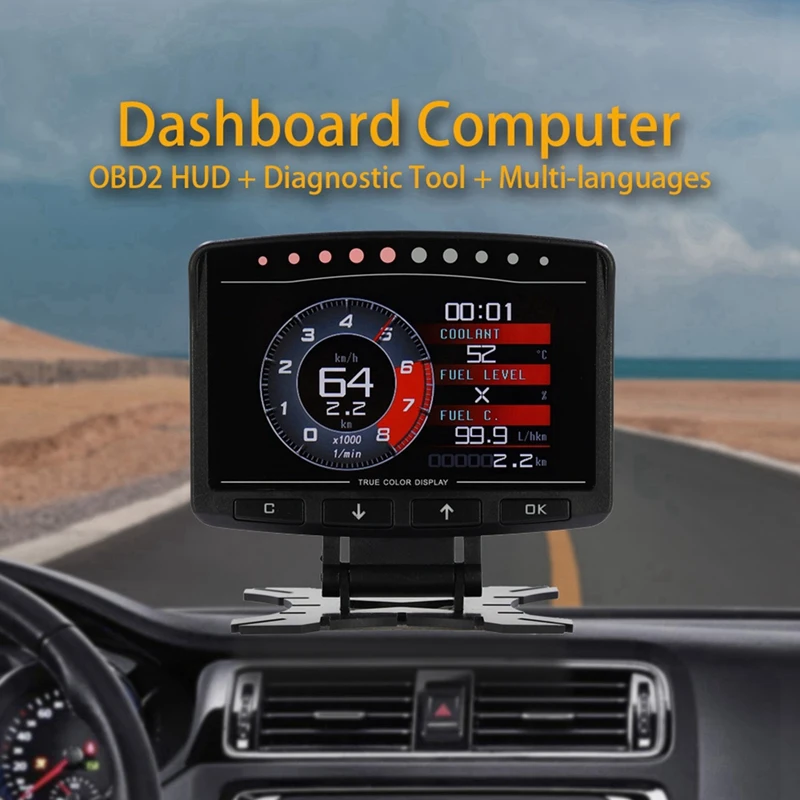 Car X50 Pro OBD2 HUD Gauge Meter Multi Functional Digital Dashboard Computer Auto Display Coolant Oil Temp Turbo Boost