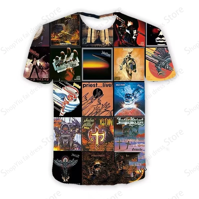 تي شيرت فرقة روك ميتال ثقيلة للرجال والنساء ، طباعة جودا كاهن ثلاثية الأبعاد ، تيشيرتات عصرية ، قمصان أطفال بأكمام قصيرة ، تيشيرتات ، ملابس رجالية