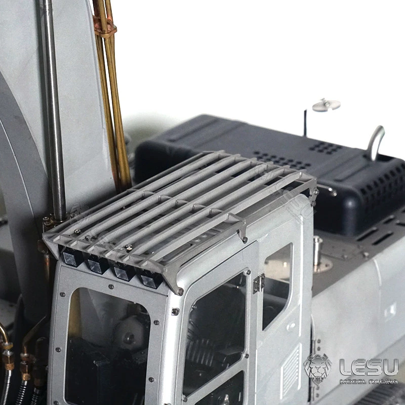 LESU Für 1/14 Modell AC360 Baggerkabine Metall-Antikollisionsnetz mit Spotlicht DIY LKW Zubehör Spielzeug – Detail 2