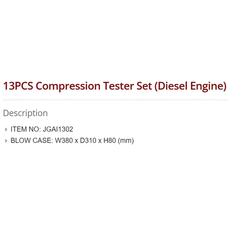 Hot Selling Premium Quality TOPTUL JGAI1302 13PCS Compression Tester Set (Diesel Engine)