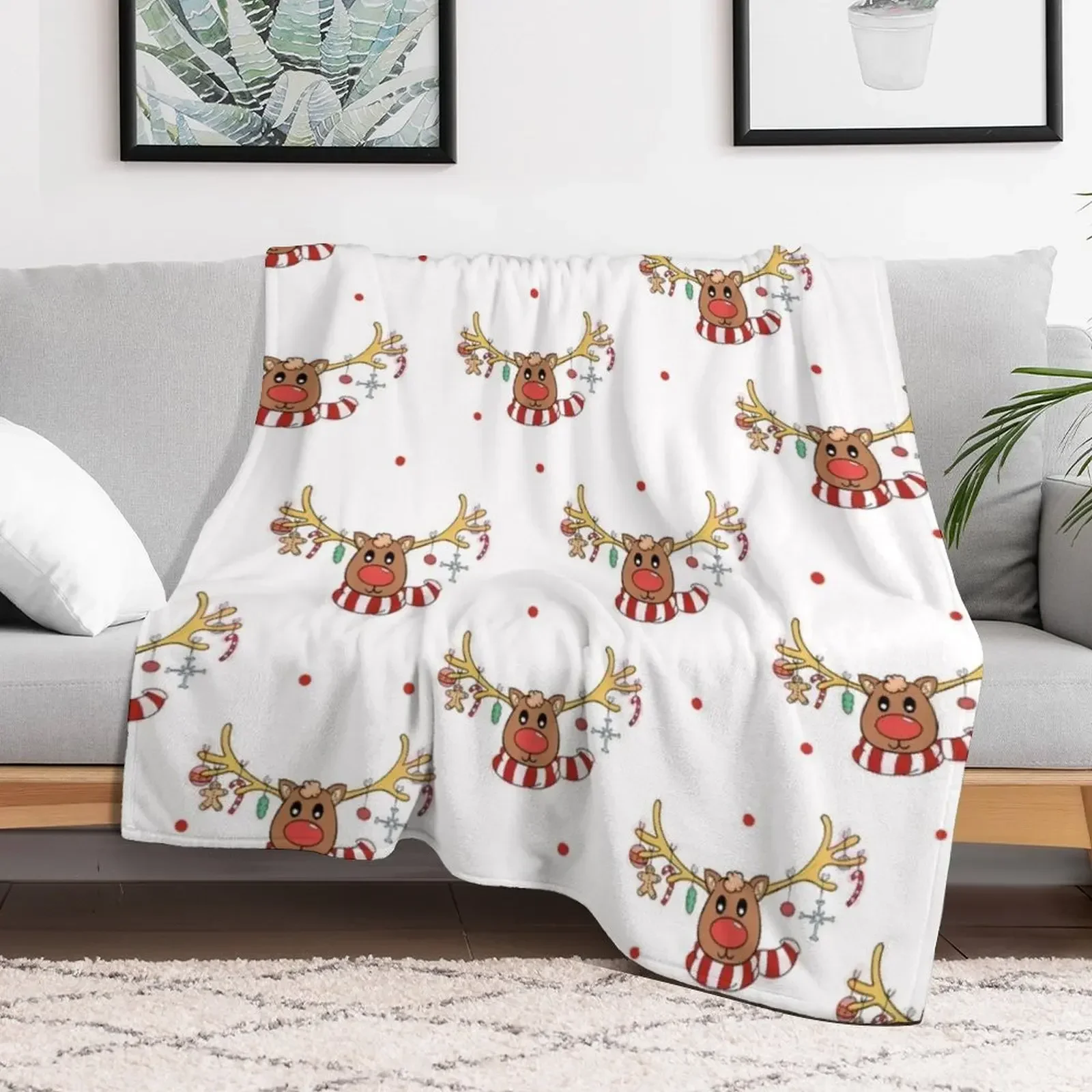 christmas reindeer Throw Blanket Sofas Luxury St Hair Winter beds Blankets