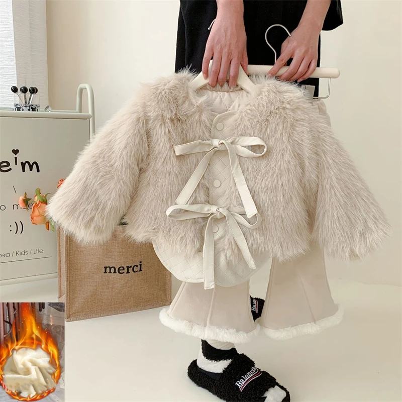 Girls Coat Jacket Winter Cotton Windbreak 2023 Fashion Warm Plus Thicken Velvet Furs School Outwear Children\'s Clothing