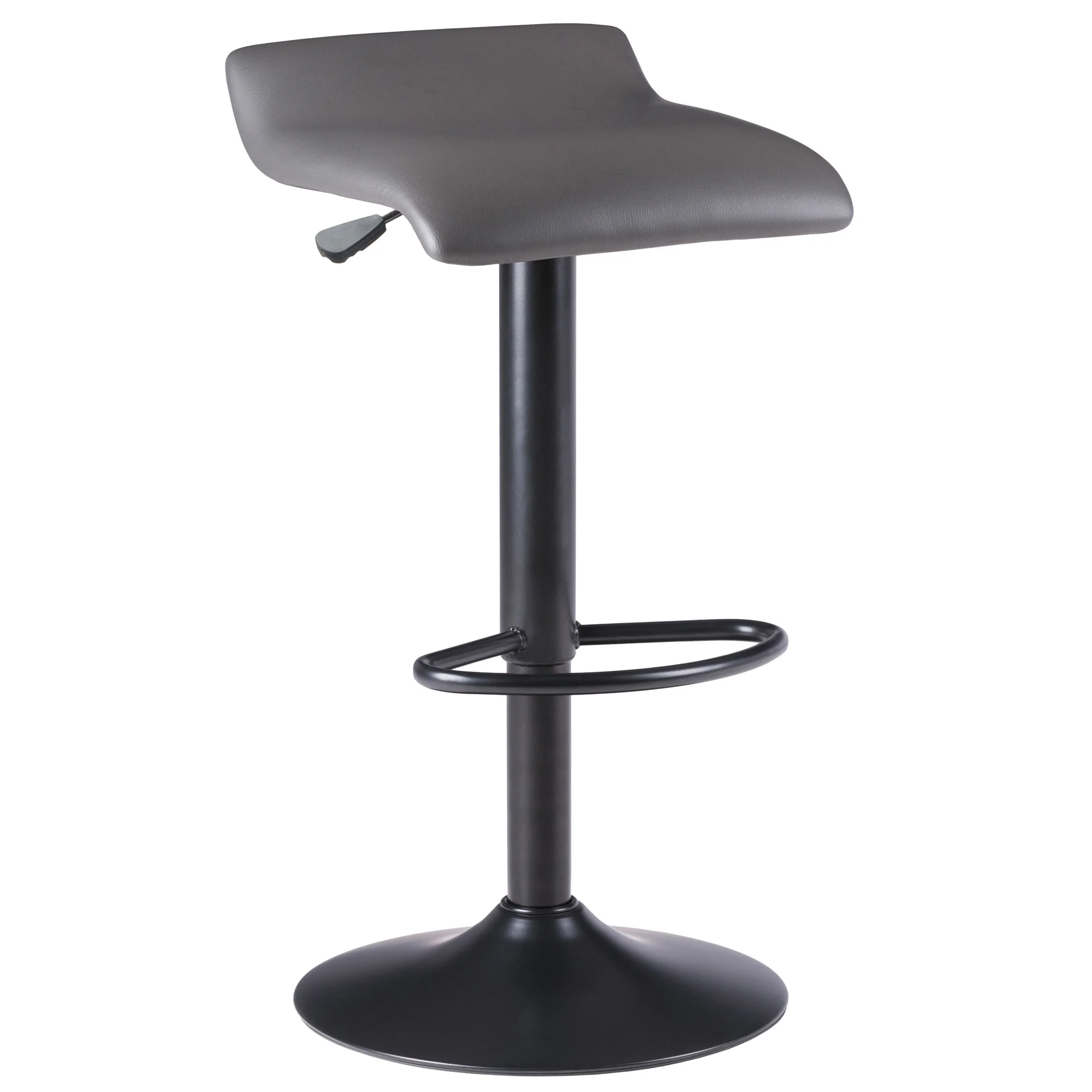 2-Pc Adjustable Swivel Seat Stool Set; Black and Slate Gray